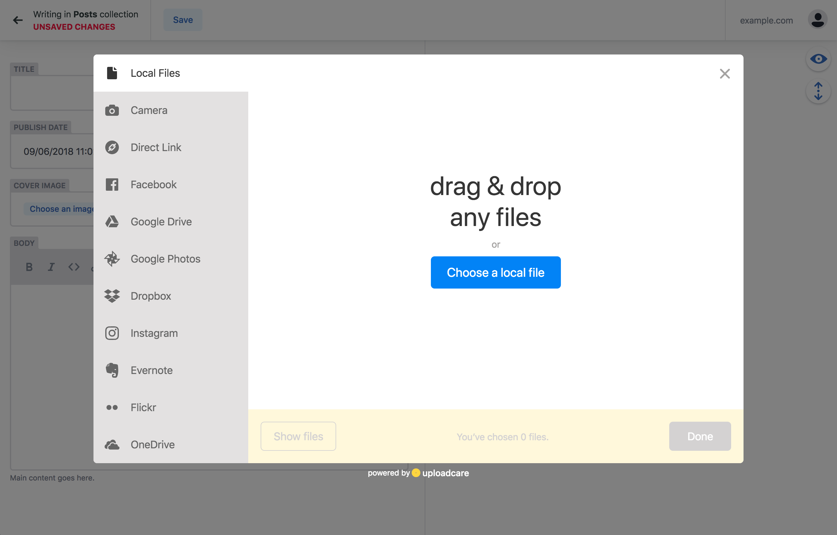 Netlify CMS with external media library overlay